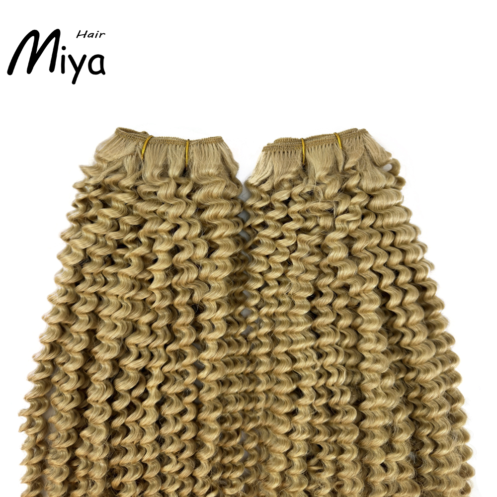 Jerry Curly Hair Kinky Curly Bundles Blonde Bundles Best Quality Double Drawn 100% Cuticle Aligned Human Hair Extensions From One Donor Machine Weft Volume Weft Hair Weft Hair Bundles