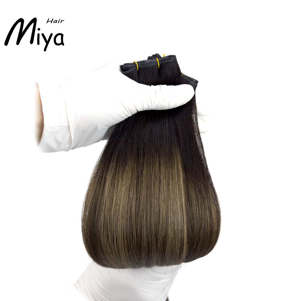 Balayage Hair Ombre Dark Root Hair Highlight Genius Weft Best Quality Double Drawn 100% Cuticle Aligned Human Hair From One Donor 16-30inch Hair Extensions