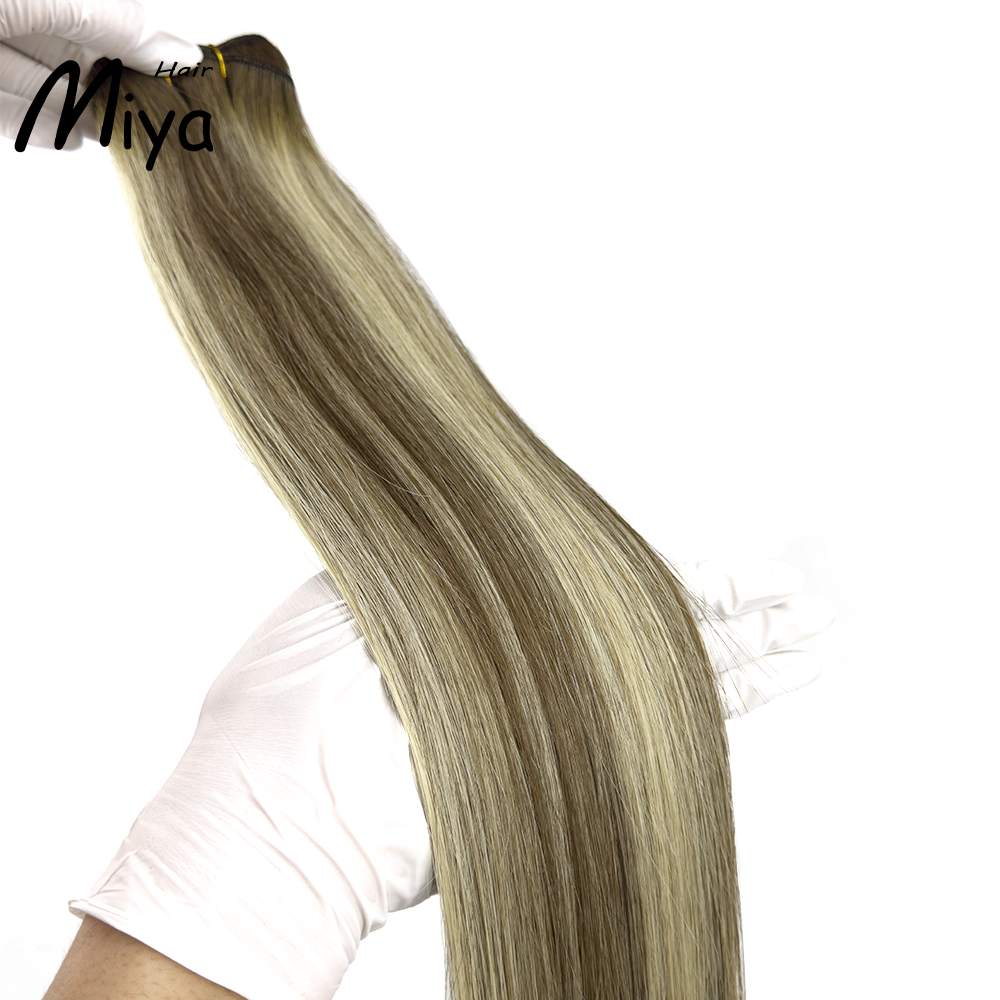 Balayage Extensions Ombre Hair Piano Weft Highlight Bundles Best Quality From One Donor Double Drawn 100% Cuticle Aligned Human Hair Extensions Machine Weft Volume Weft Hair Bundles