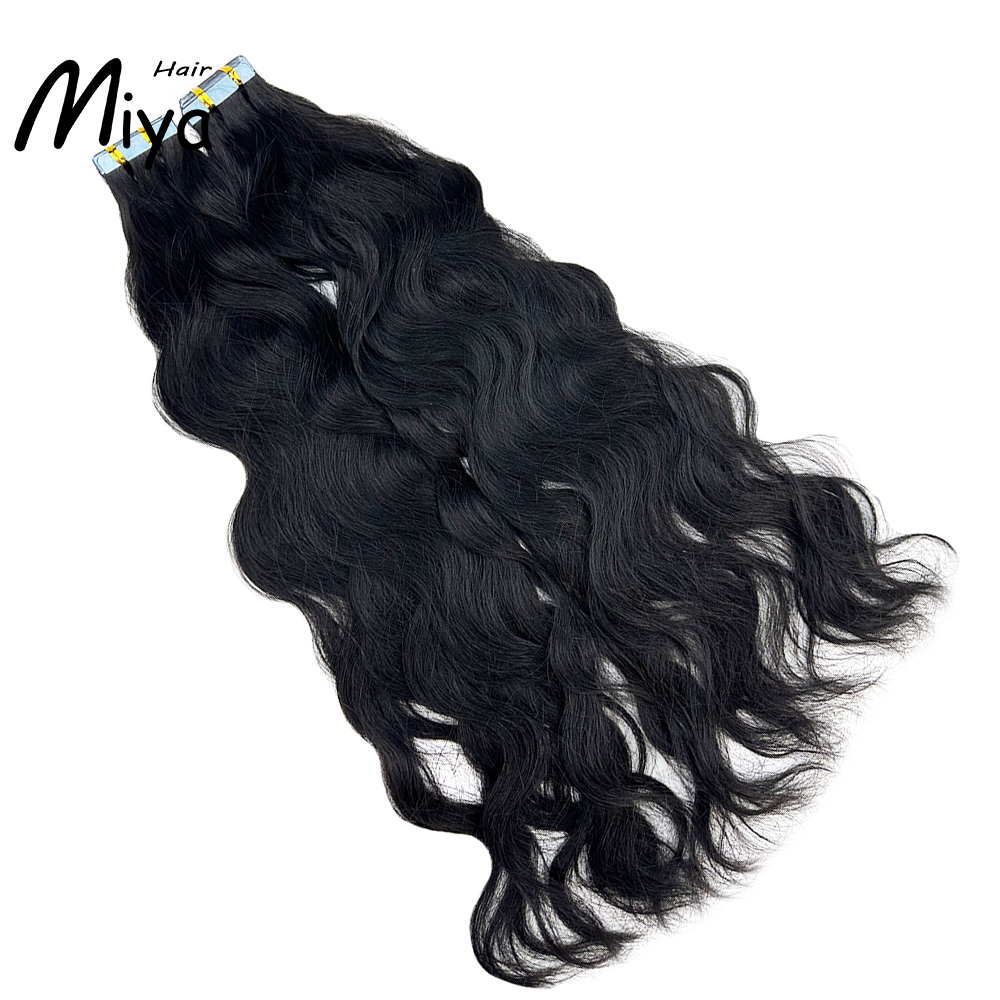 Natural Wave Natural Black Virgin Hair Tape Ins Best Quality Double Drawn 100% Cuticle Aligned Human Hair From One Donor Raw Hair 16-30inch Natural Straight Tape In Hair Unprocessed Hair