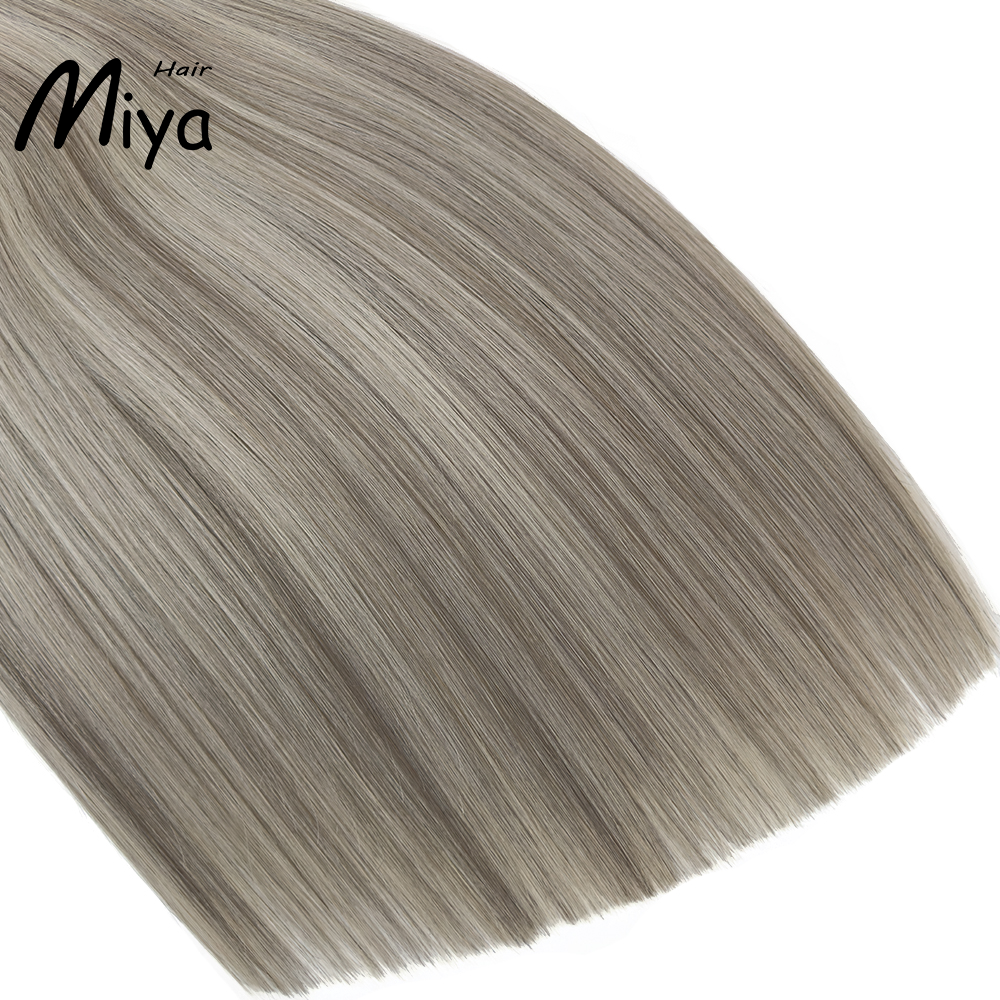 Piano Hair Highlight Silver Gray Genius Weft Best Quality Double Drawn 100% Cuticle Aligned Human Hair Extensions 16-30inch From One Donor Virgin Hair Remy Hair