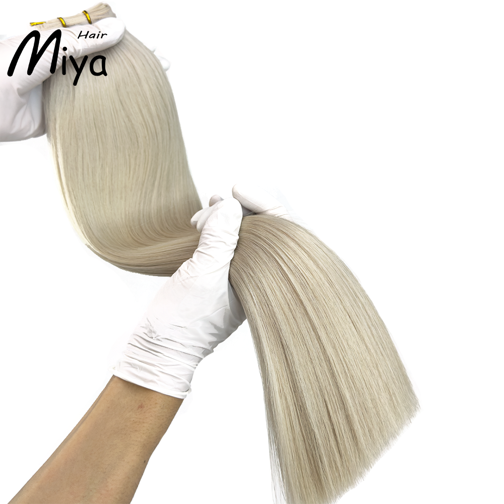 Ice Blonde Hair Silver Blonde Genius Weft Best Quality Double Drawn 100% Cuticle Aligned Human Hair From One Donor 16-30inch Hair Extensions